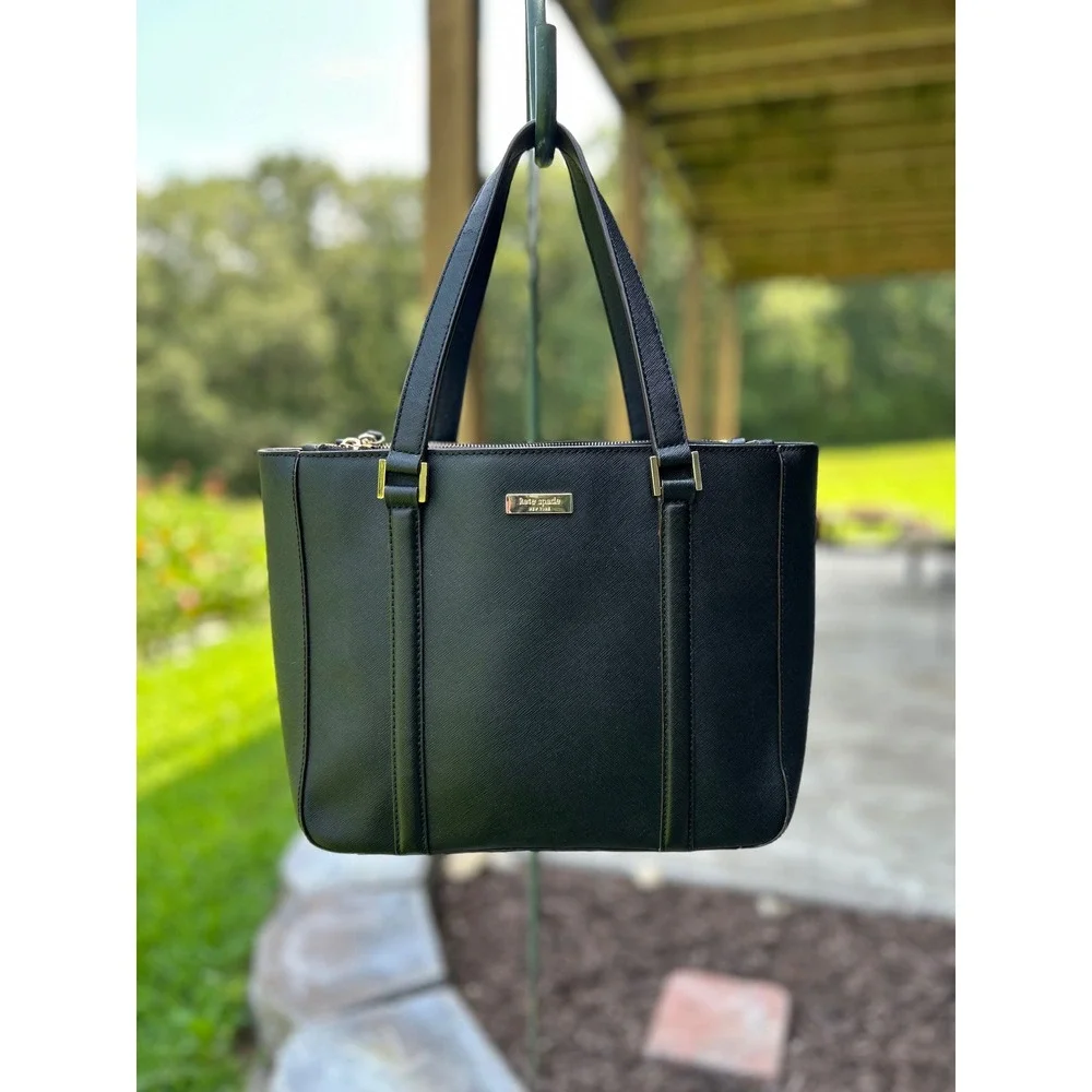 Kate Spade New York Newbury Lane Cadene Black Leather Tote Satchel Shoulder Bag